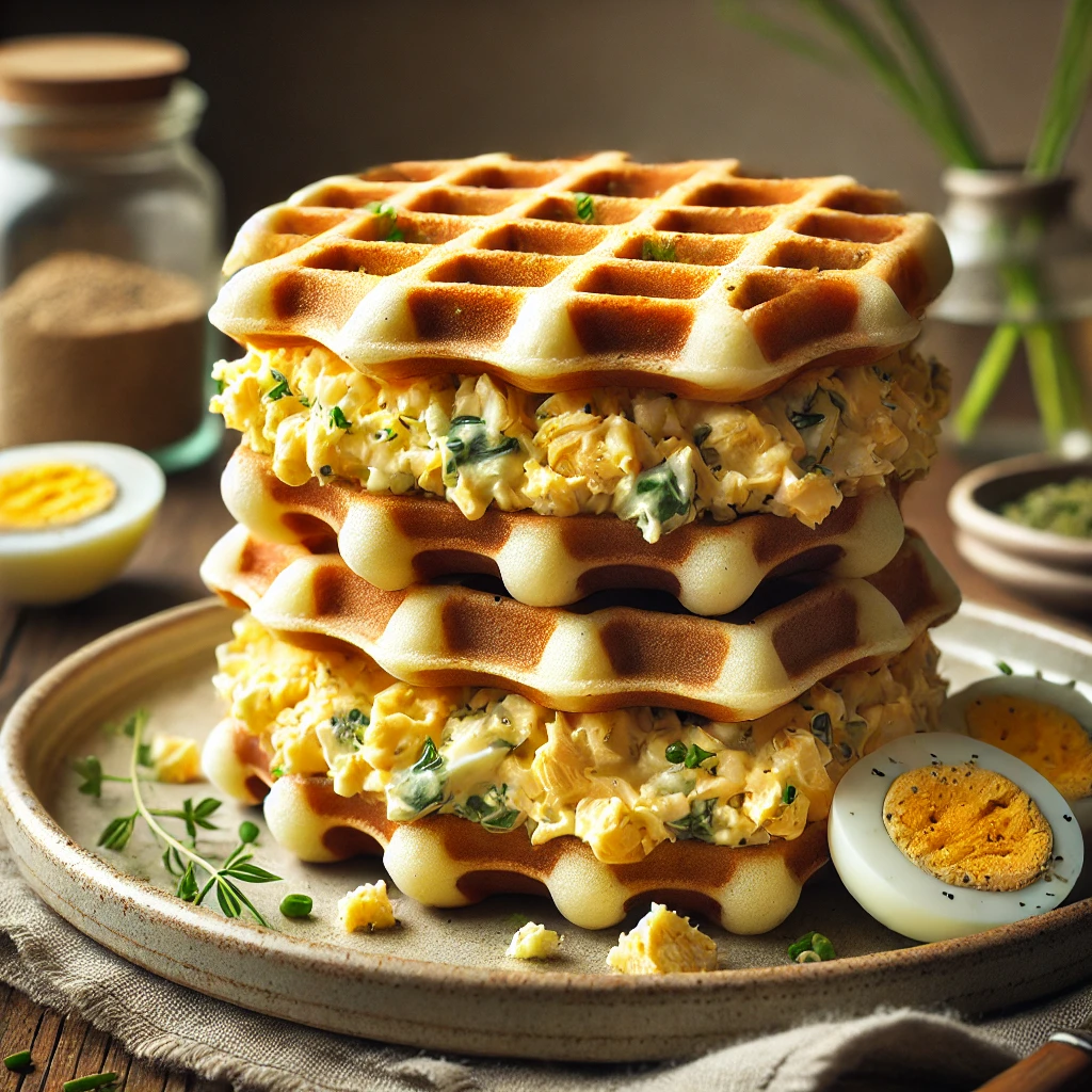 Keto Egg Salad Wafflewiches for a crispy, savory breakfast