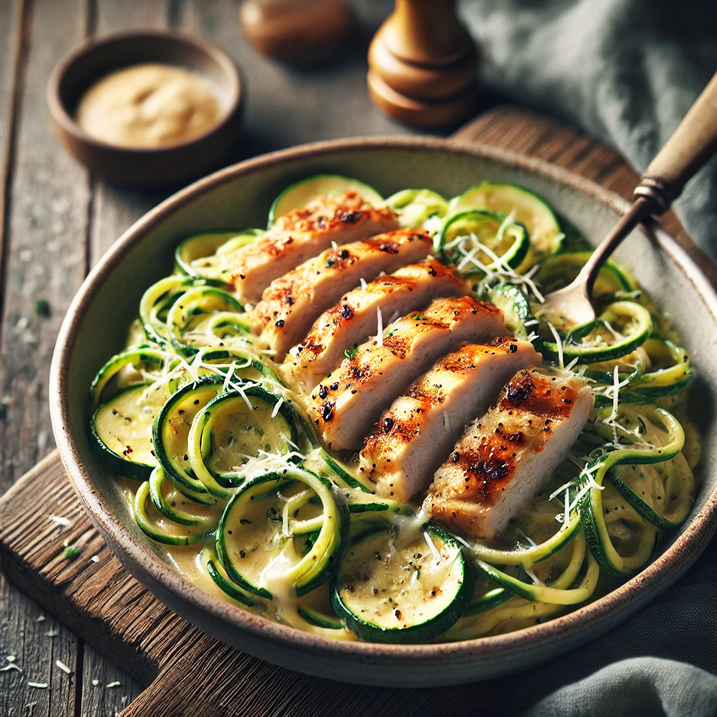 Chicken Alfredo Zoodles - Keto Dinner