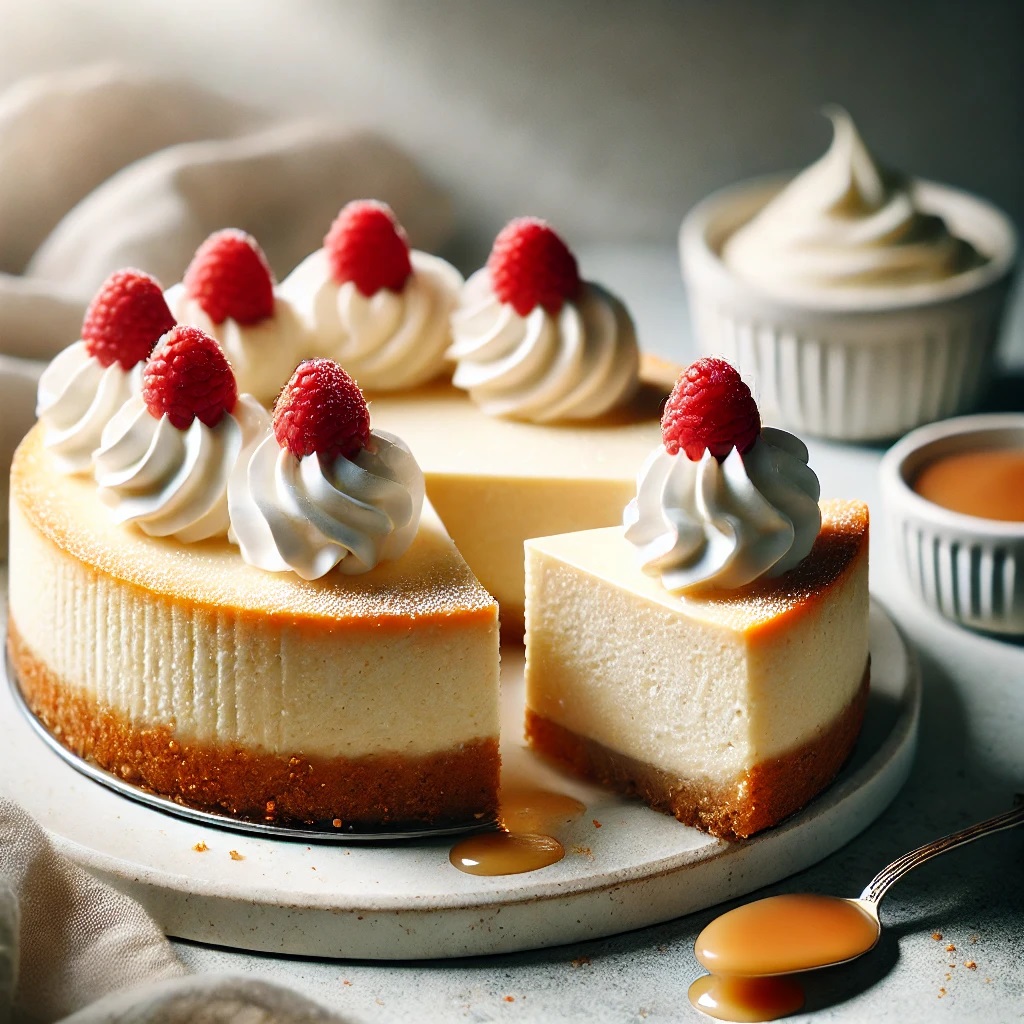 Delicious Keto Cheesecake with a Golden Crust and Creamy Filling