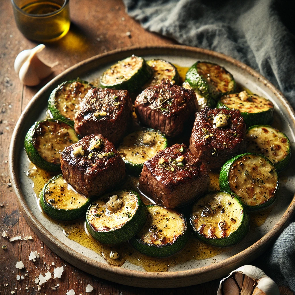 Garlic Butter Steak Bites with Zucchini – Low Carb Dinner