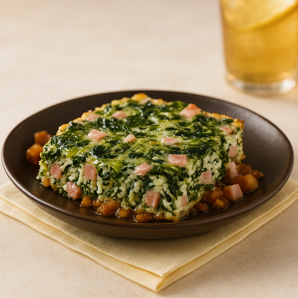 Spinach Ham Quiche – creamy, savory, no crust needed