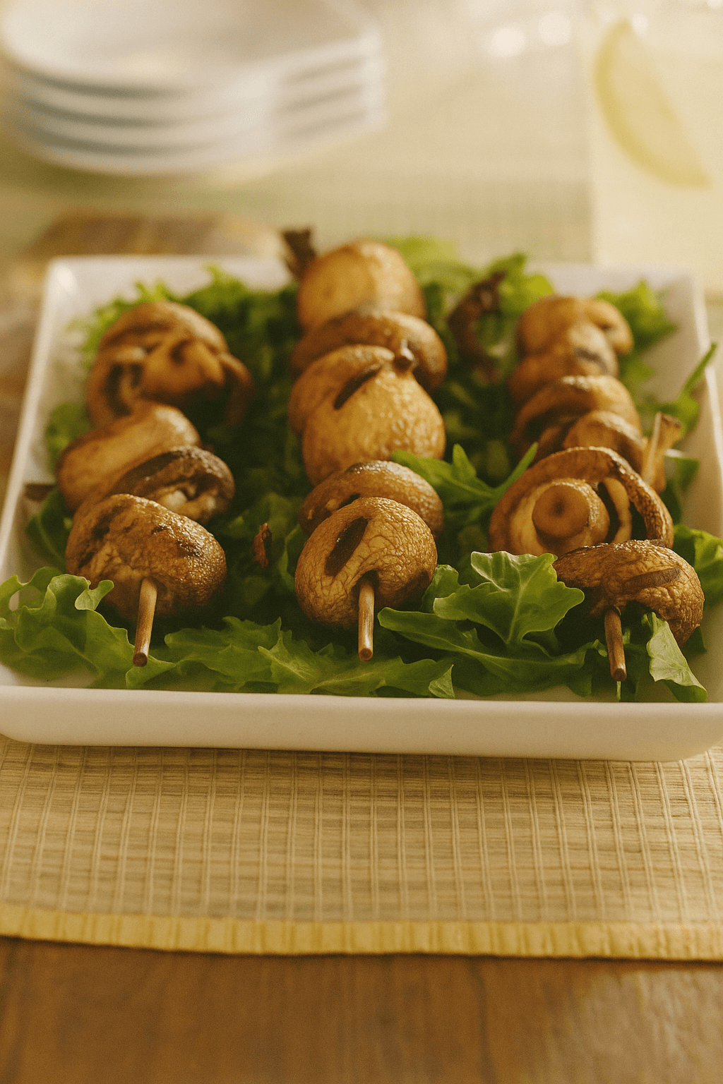 Savory grilled mushrooms with golden char and garlic drizzle